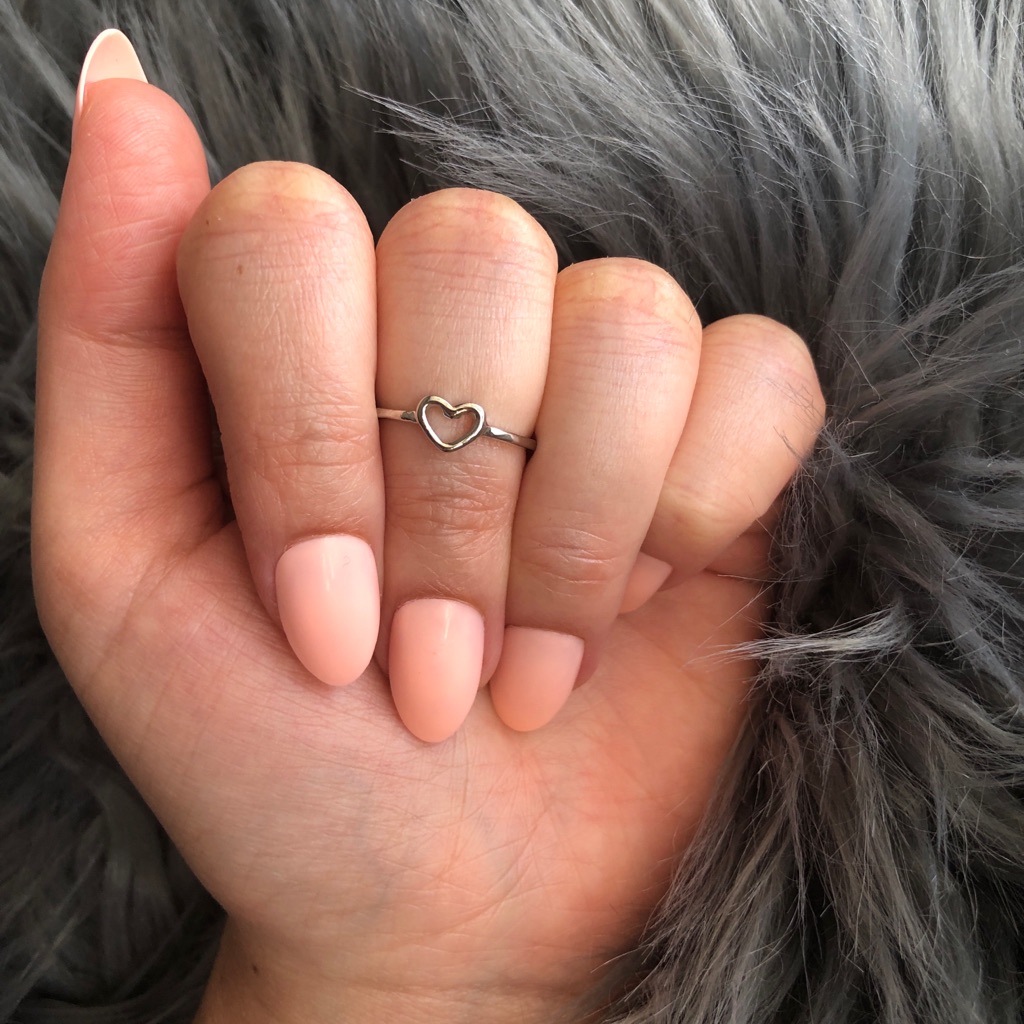 Dainty Silver Heart Cutout Ring New